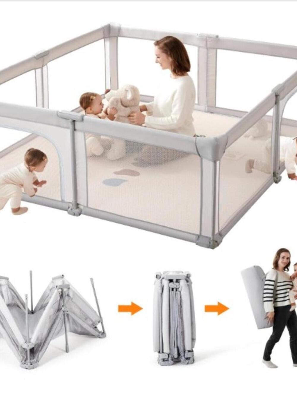 COLLAPSABLE PLAYARD FOR KIDS OR PETS-59X59-GRAY